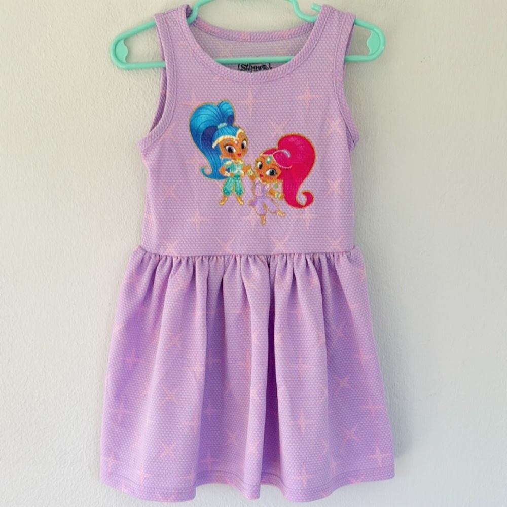 Nickelodeon Shimmer & Shine purple sleeveless graphic print skater dress size 3T - Picture 3 of 10